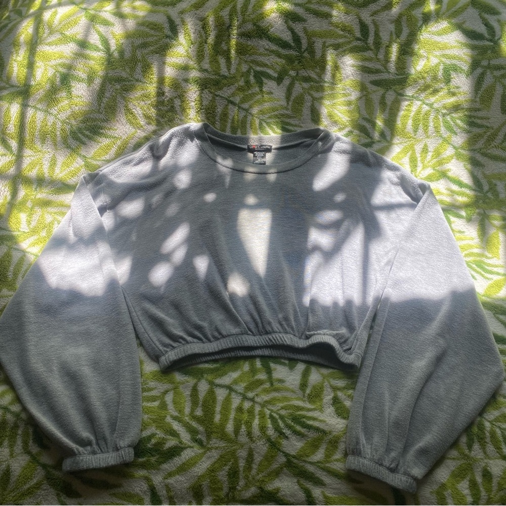 LOVE CAMERON Gray Crop Top, Medium